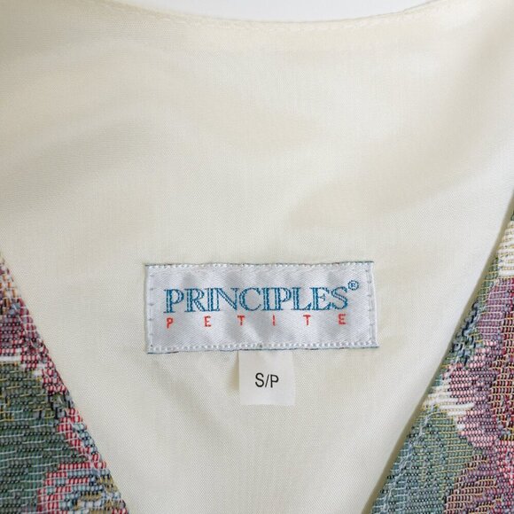 Vintage Floral Boho Embroidered Tapestry Vest Button Up White Small - Picture 7 of 13